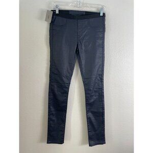 NEW Helmut Lang Womens 26 Elastic Waist Navy Blue Coated Leggings Pull On